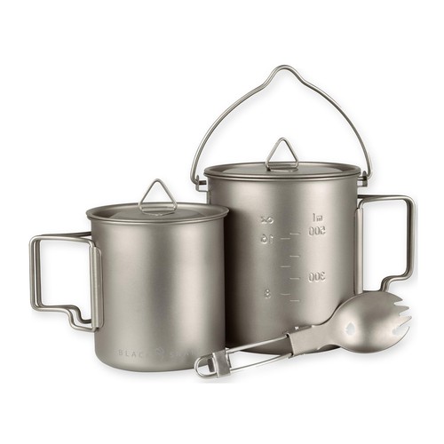 Camping kochgeschirr titan - titan, set