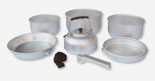 Aluminium camping kochset - aluminium, 7